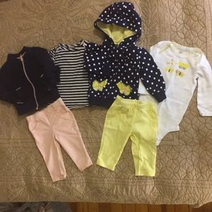 Tahari zip up set & Carter’s butterfly hoodie set
